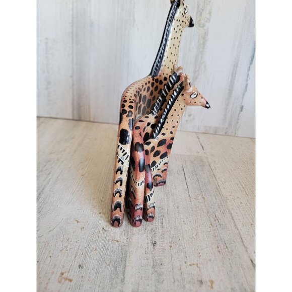 Nesting African soapstone giraffe vintage zoo animals set mama baby - Picture 4 of 6